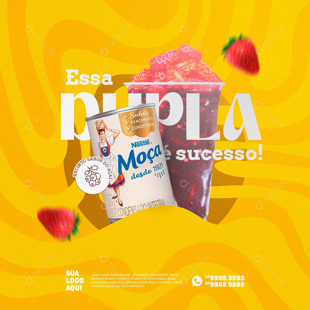 Essa Dupla é Sucesso! Açaí Açaiteria Social Media PSD Editável