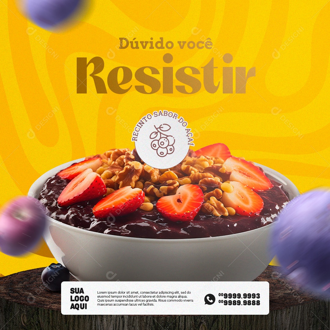 Dúvido Você Resistir Açaiteria Social Media PSD Editável