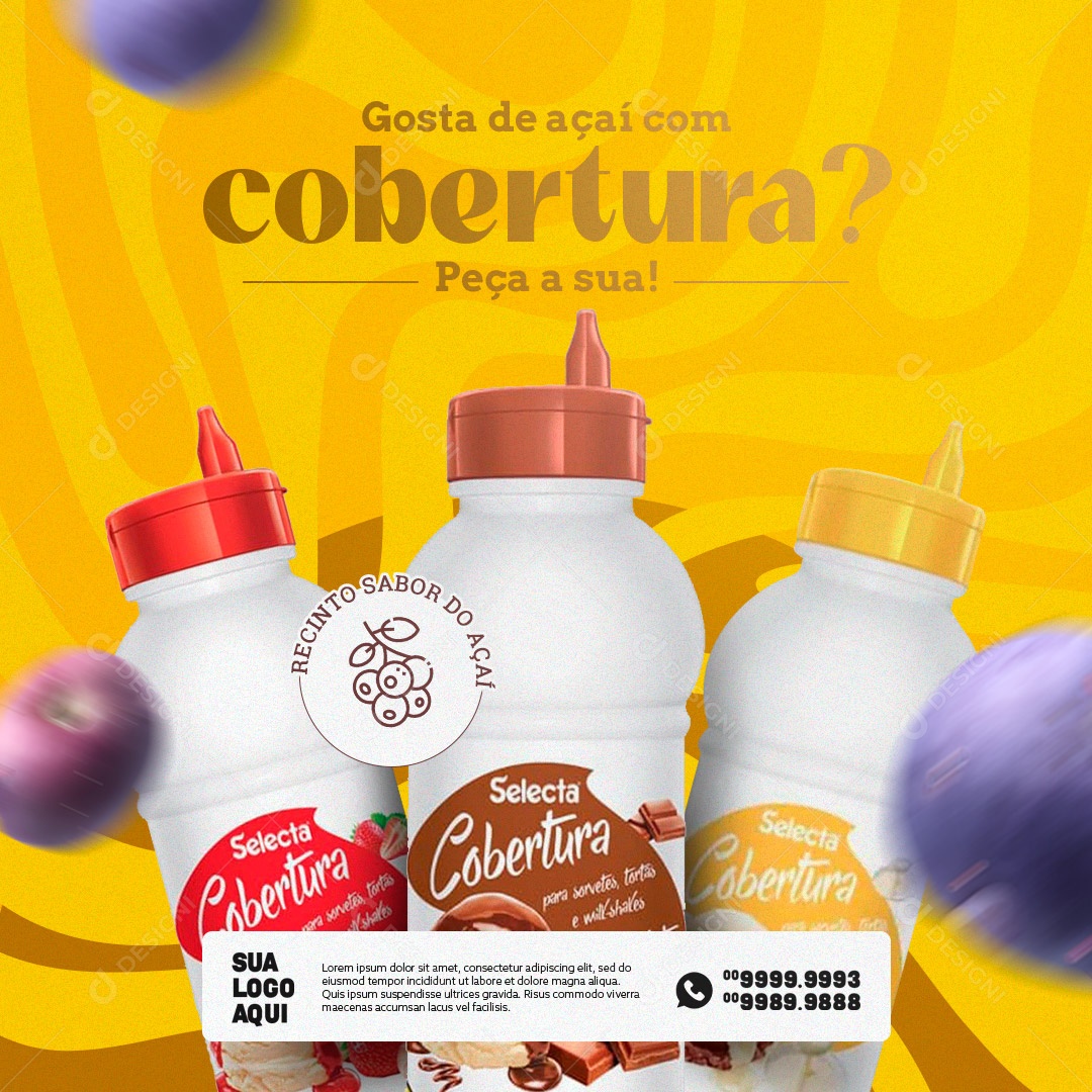 Gosta de Açaí com Cobertura? Açaiteria Social Media PSD Editável