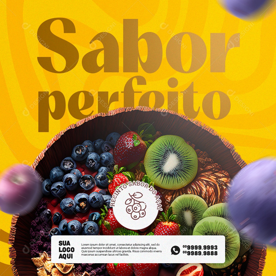 Sabor Perfeito Açaí Açaiteria Social Media PSD Editável