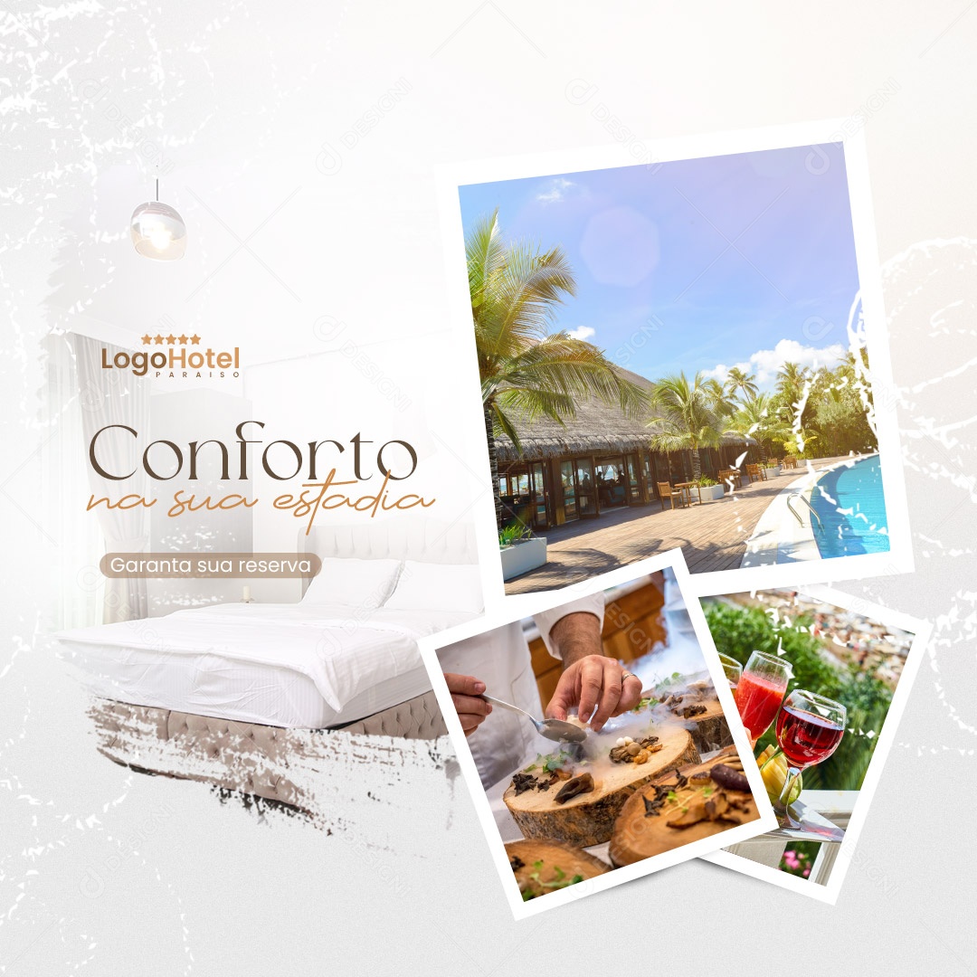 Hotel Hospedagem Conforto na Sua Estadia Social Media PSD Editável