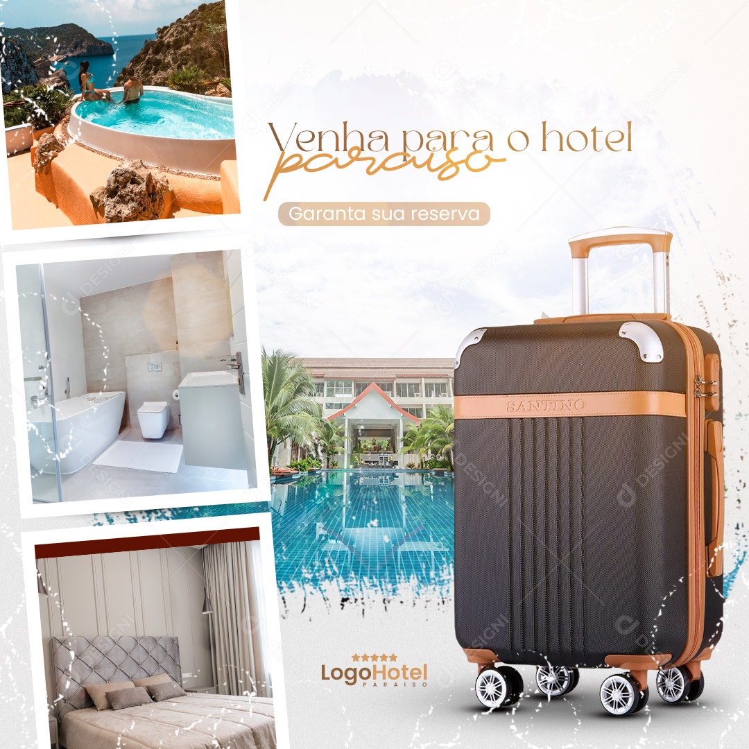 Hotel Hospedagem Garanta Sua Reserva! Social Media PSD Editável