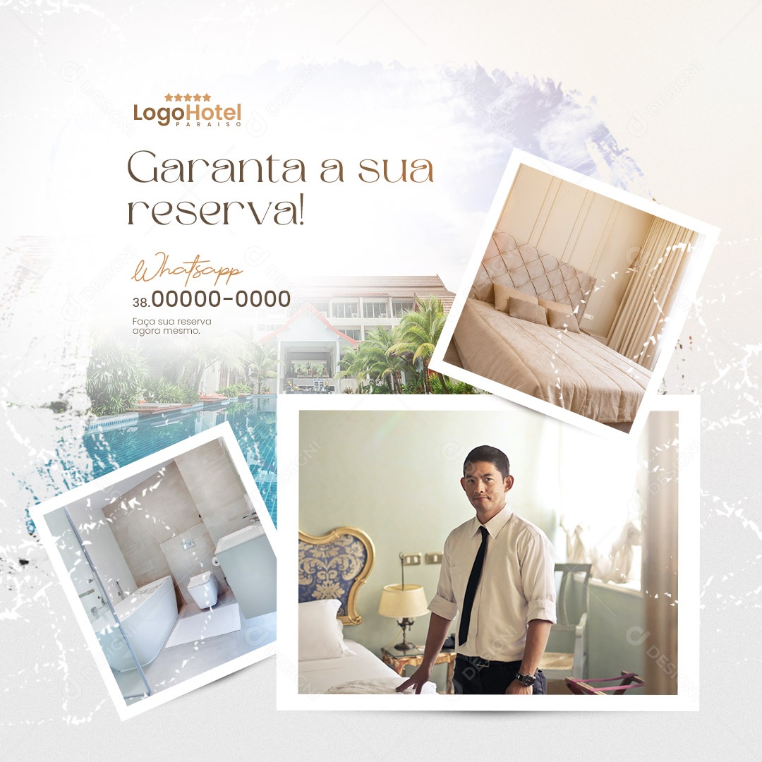 Hotel Hospedagem Garanta Sua Reserva! Social Media PSD Editável