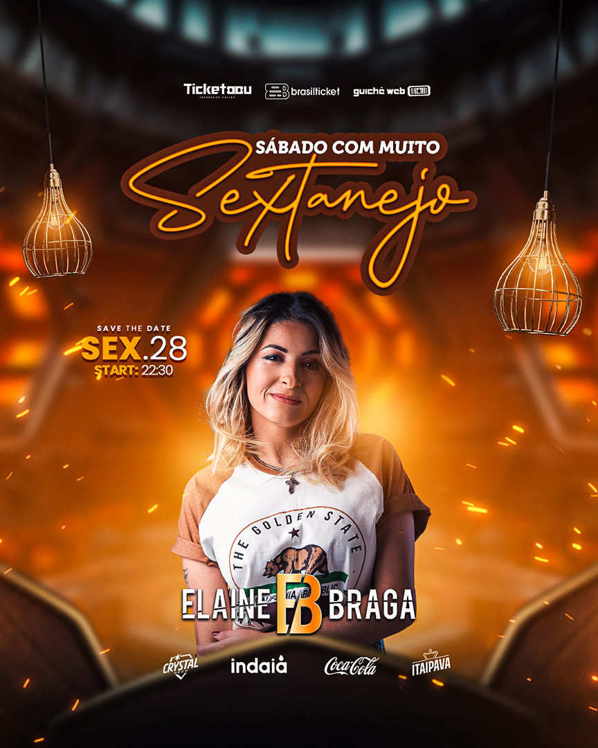 Flyer Show Sábado com Muito Sertanejo Elaine Braga Social Media PSD Editável