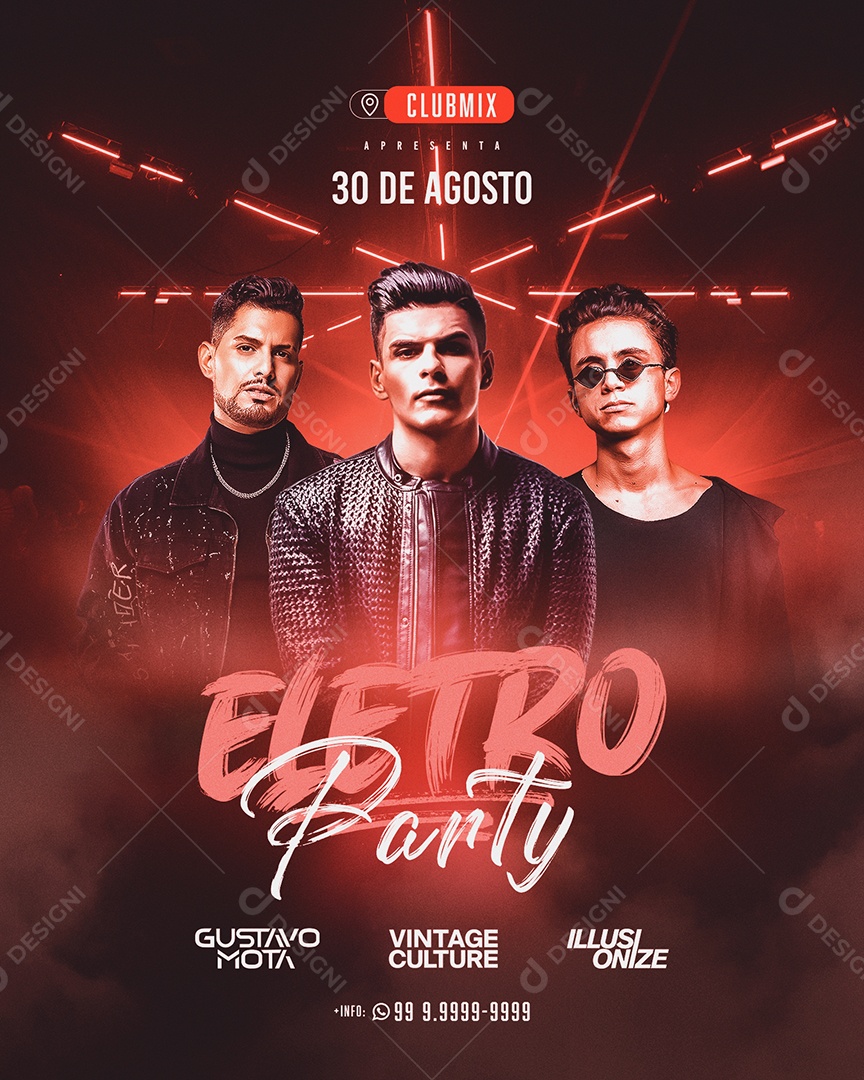 Flyer Feed Eletro Party Social Media PSD Editável