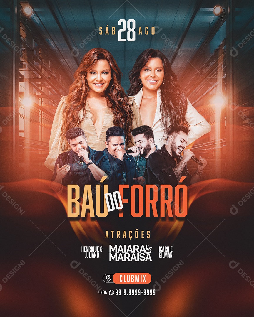 Social Media Flyer Feed Baú Do Forró PSD Editável