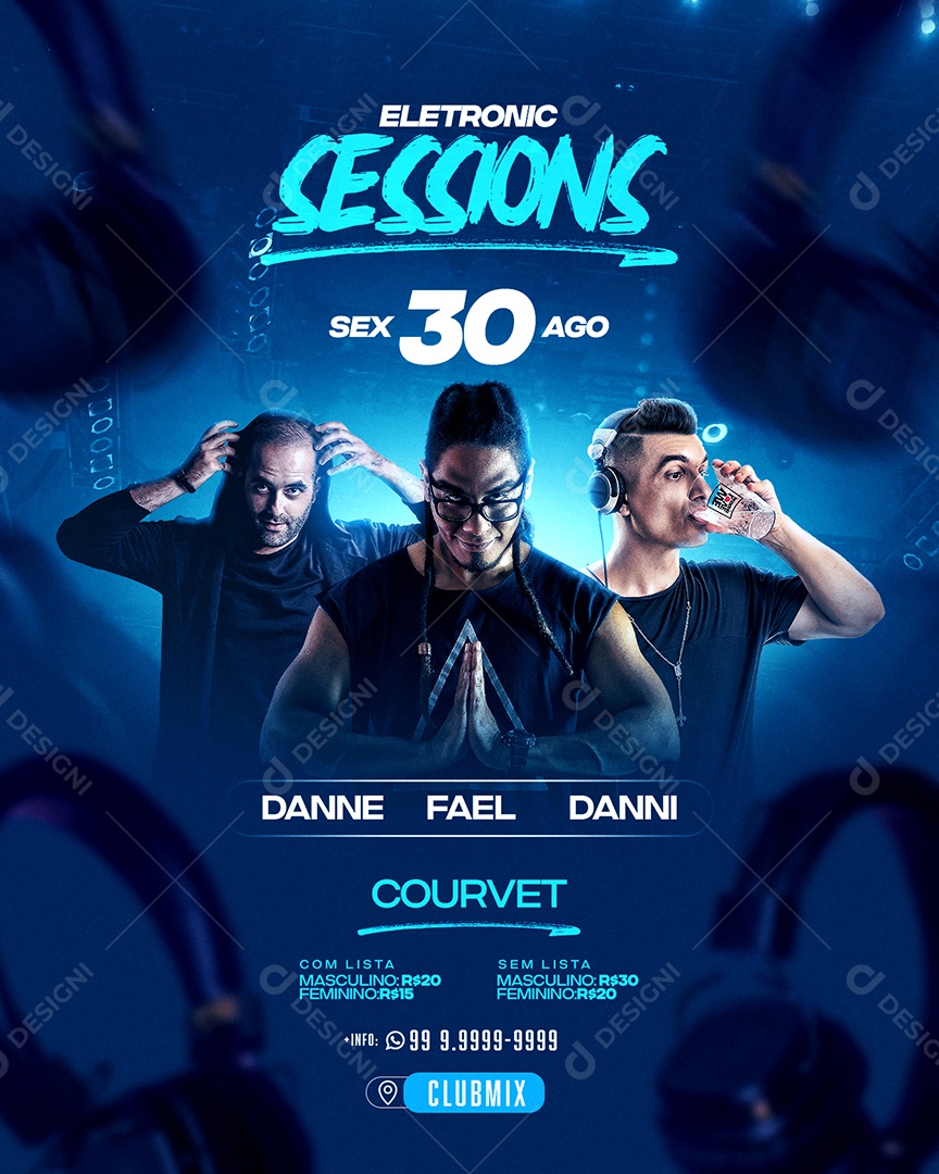 Social Media Flyer Feed Eletronic Sessions PSD Editável