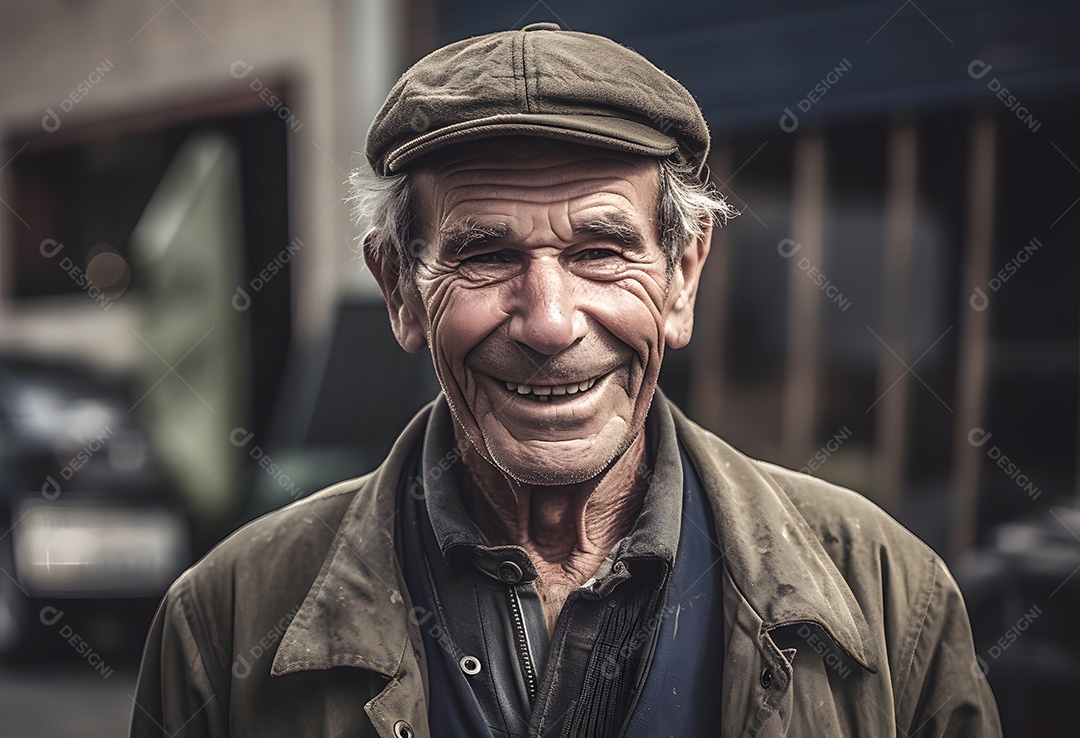 Homem agricultor sobre lavoura