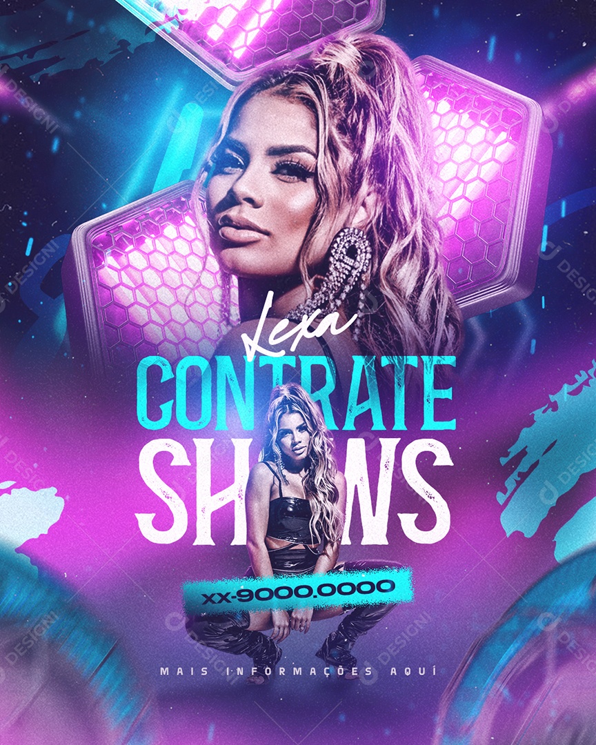 Social Media Flyer Feed Contrate Shows PSD Editável