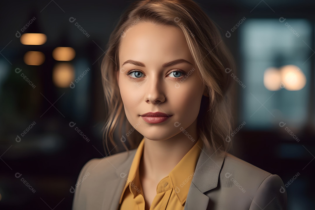 Mulher jovem sobre escritório