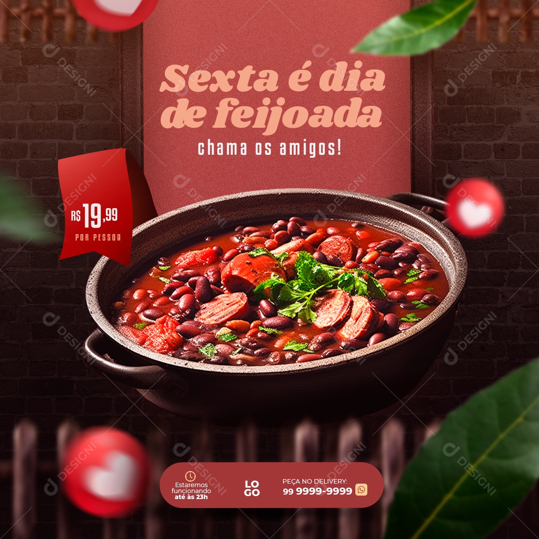 Sexta é Dia De Feijoada Social Media PSD Editável