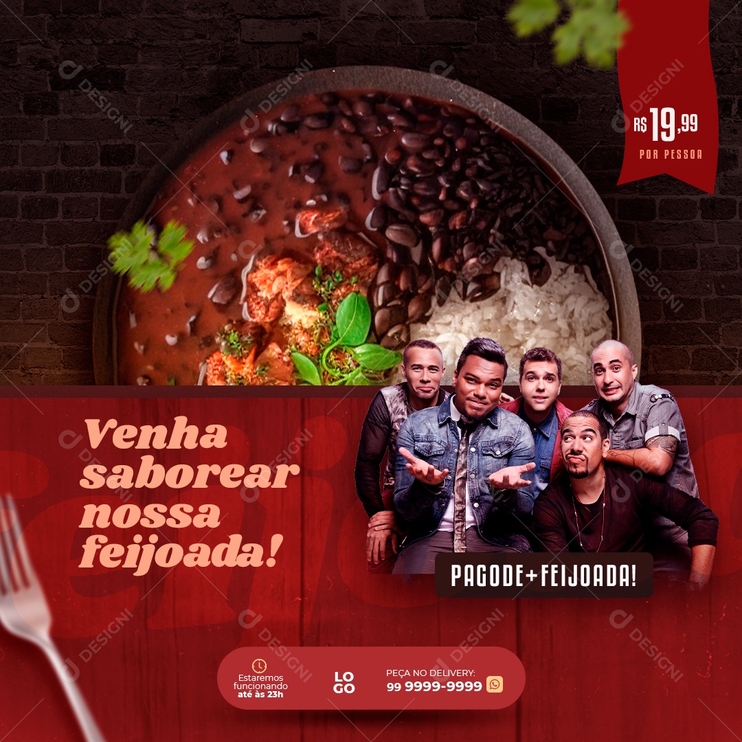 Social Media Venha Saborear Nossa Feijoada PSD Editável