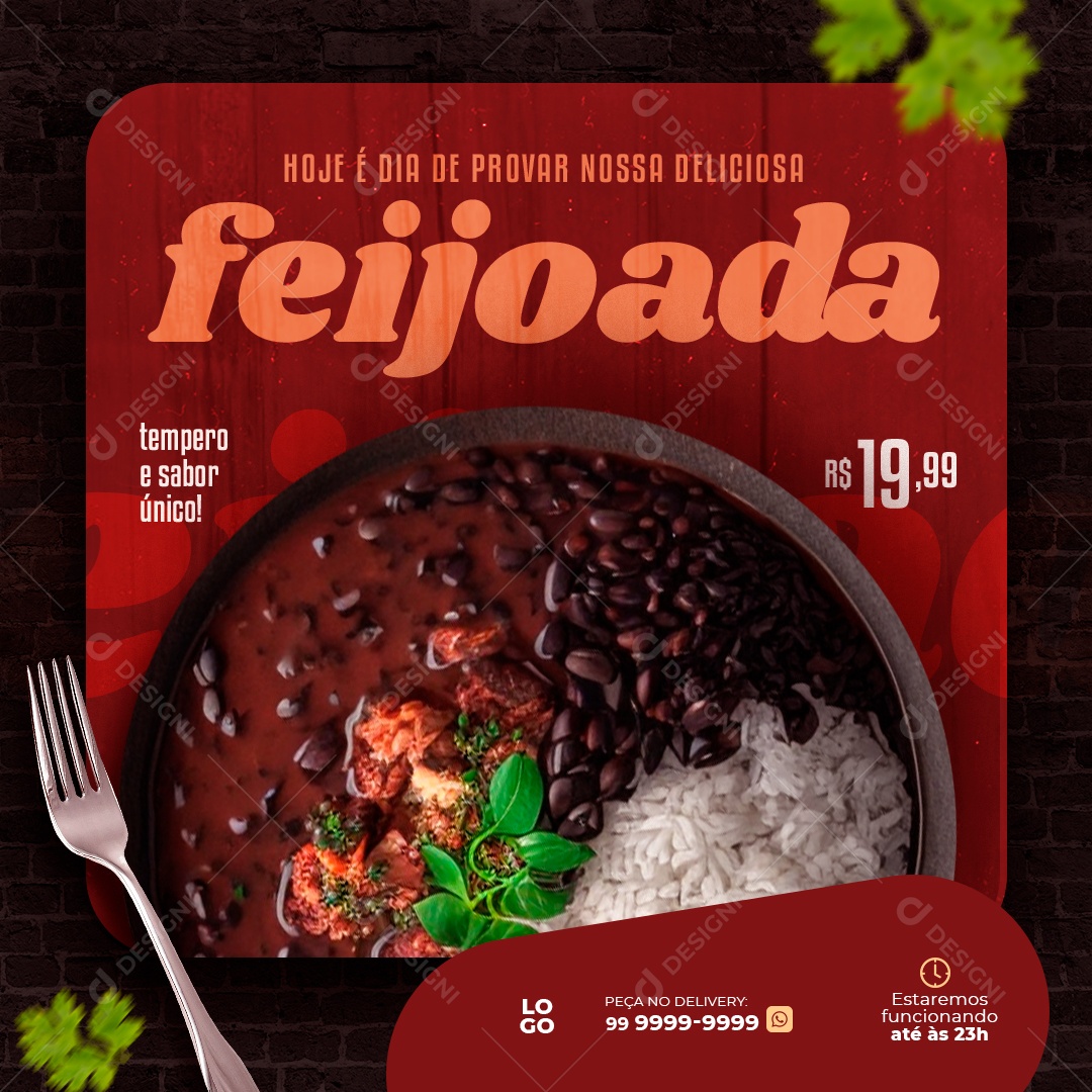 Dia De Provar Nossa Deliciosa Feijoada Social Media PSD Editável