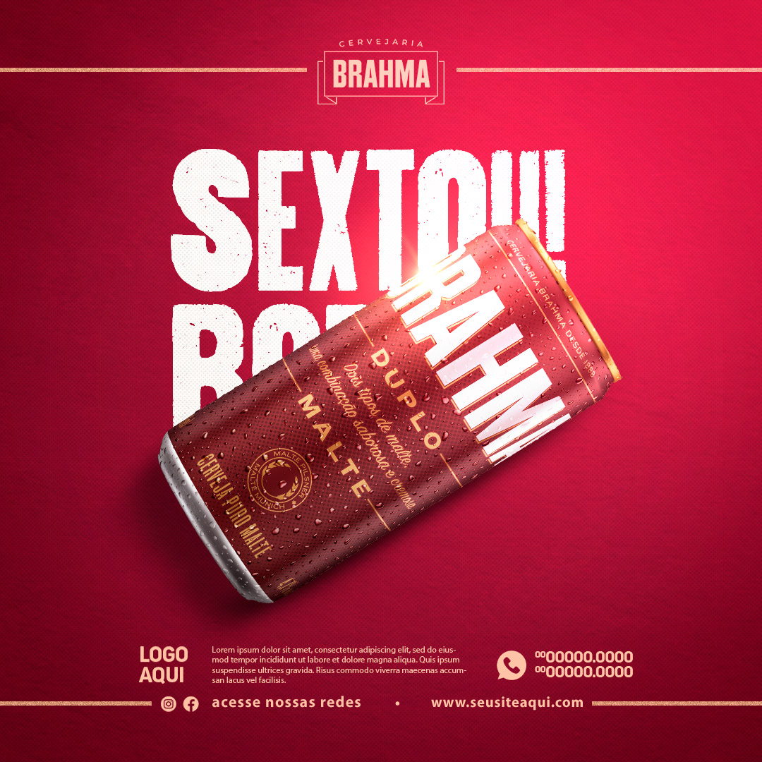 Sextou Cervejaria Brahma Duplo Malte Social Media PSD Editável