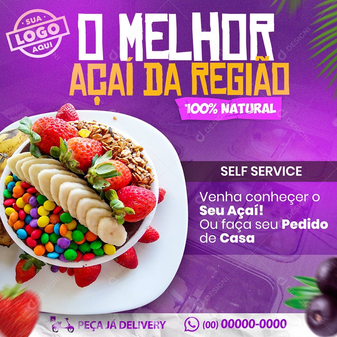 O Melhor Açai Da Região Social Media PSD Editável