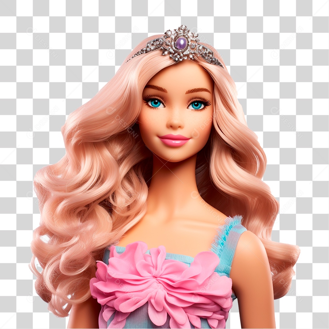 Objeto 3D Boneca Barbie para Composição PNG Transparente