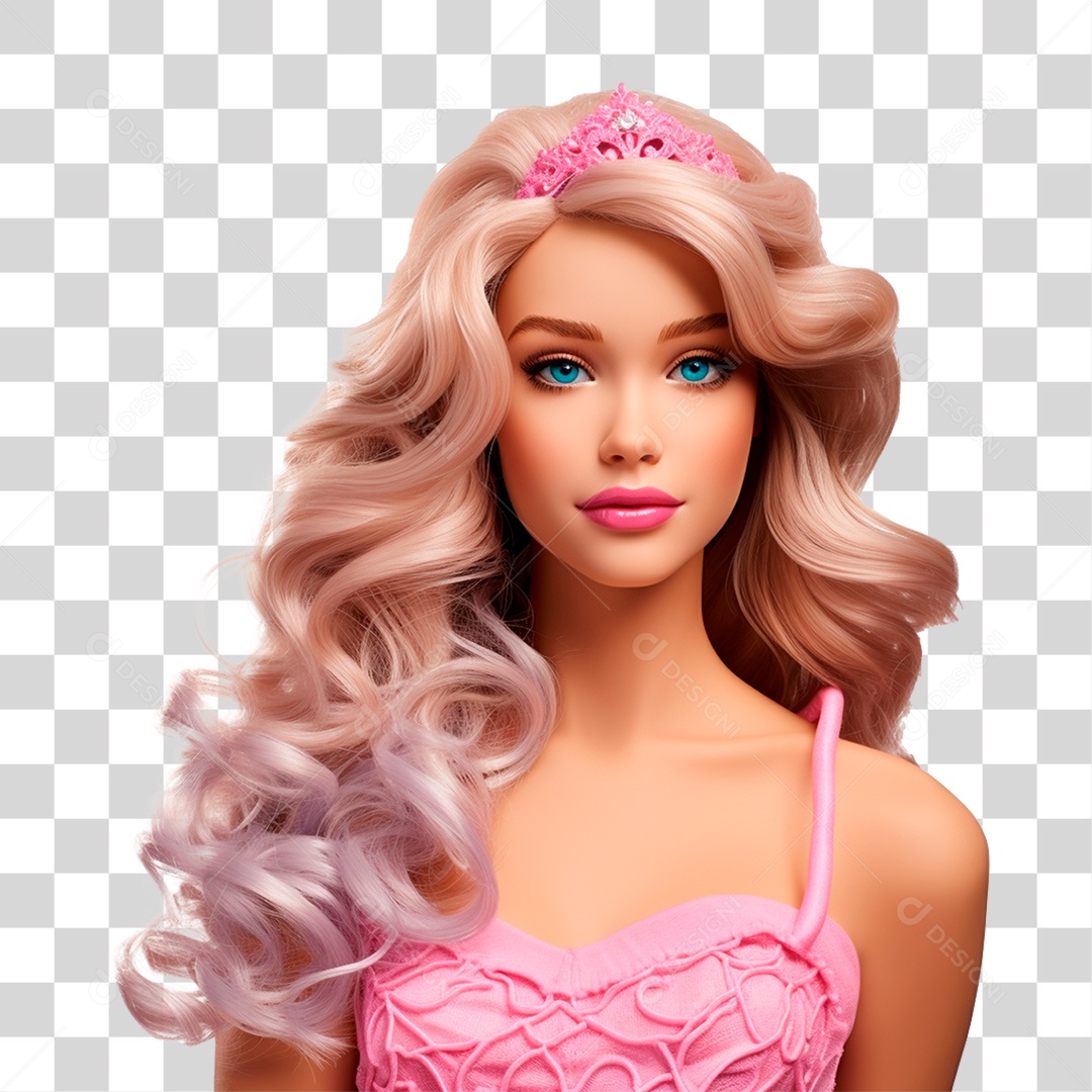 Objeto 3D Boneca Barbie para Composição PNG Transparente