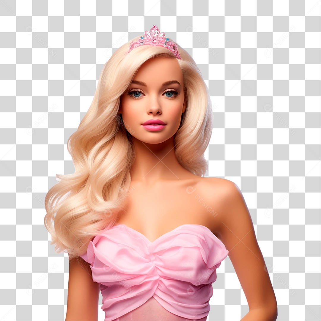 Objeto 3D Boneca Barbie para Composição PNG Transparente
