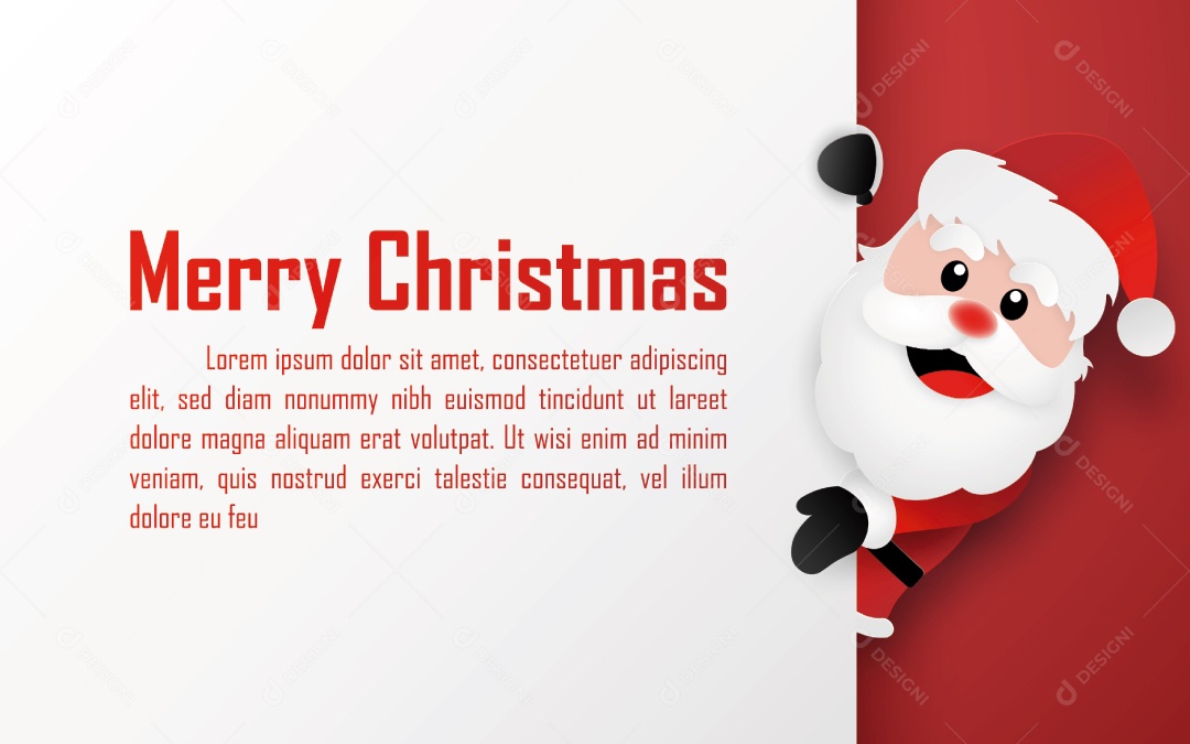 Estilo de Arte de Papel Origami, Cartão Postal de Papai Noel Com Espaço Vetor EPS