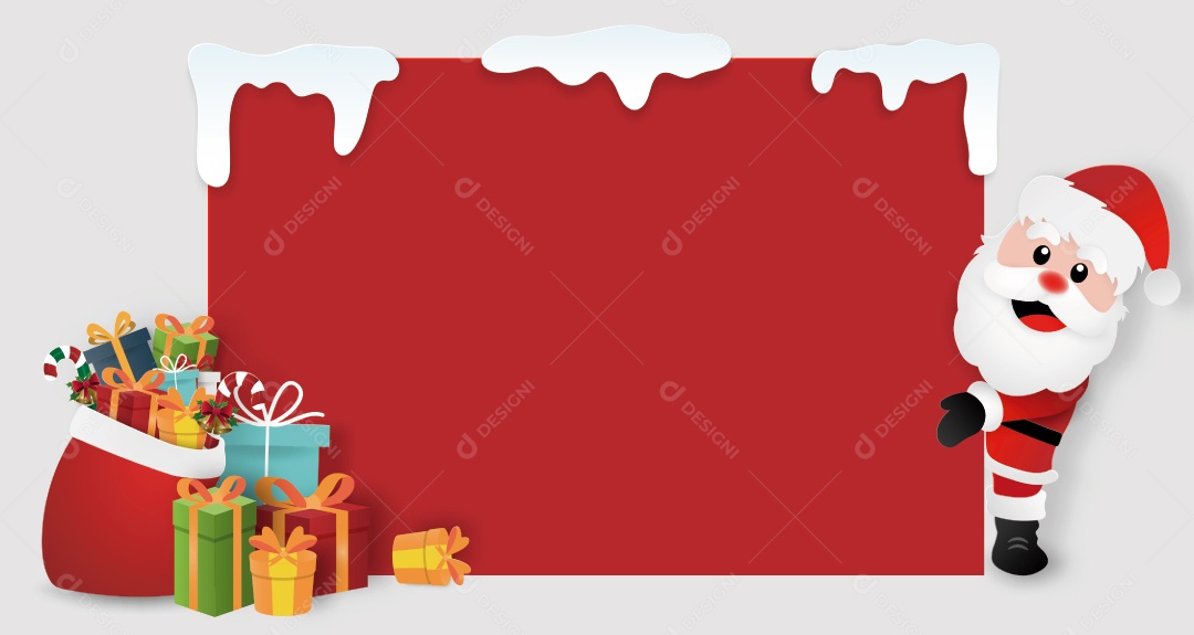 Arte de Papel Origami de Papai Noel Com Presentes de Natal Vetor EPS