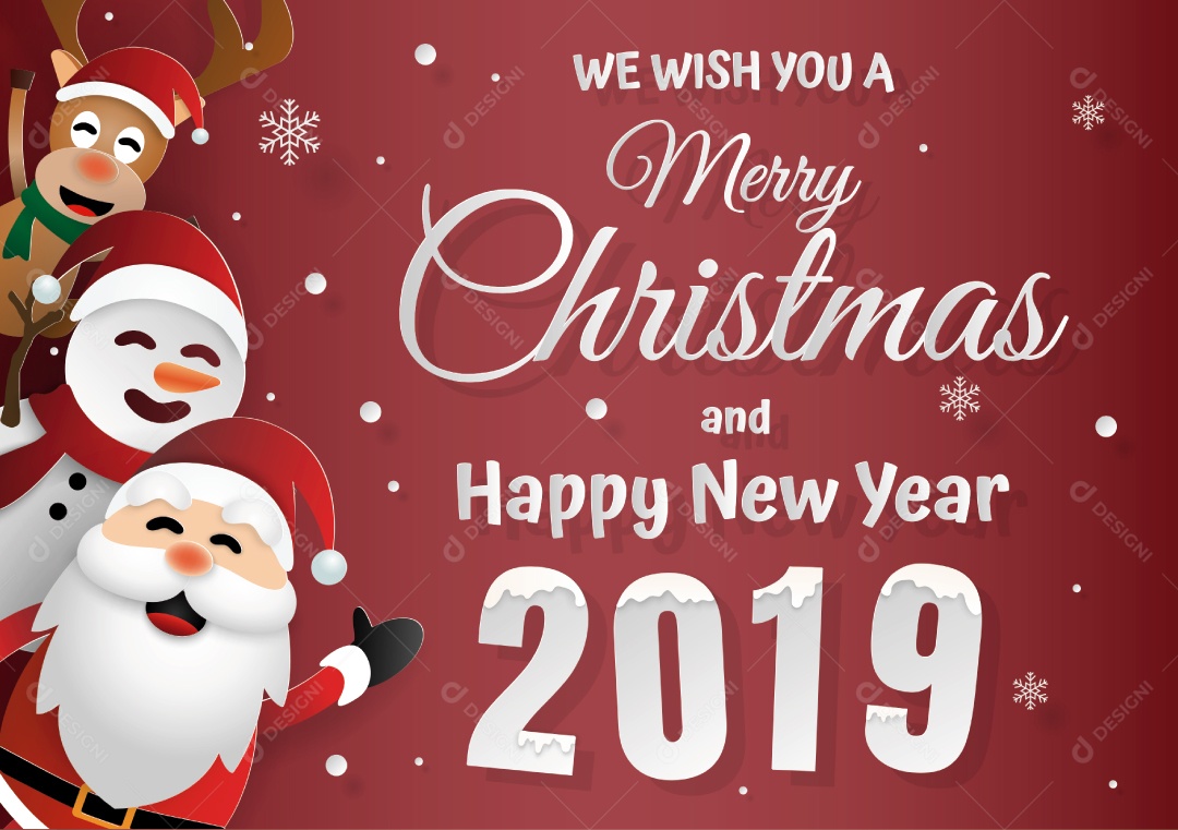 Estilo Artesanal de Papai Noel e Amigos Com Palavras Feliz Natal Vetor EPS