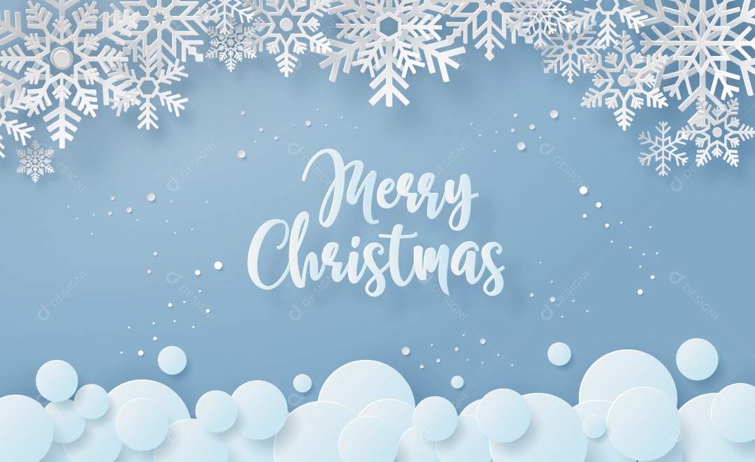 Arte de Papel Origami de Floco de Neve na Temporada de Inverno Com Texto Feliz Natal Vetor EPS