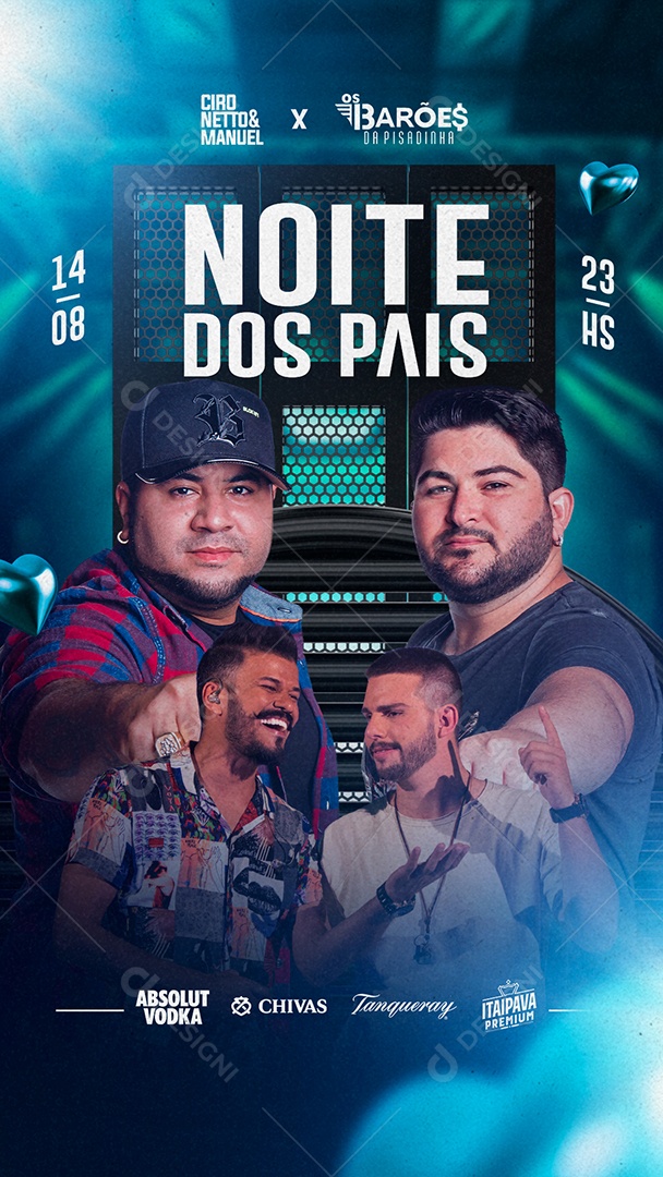 Story Flyer Noite Dos Pais Os Barões Da Pisadinha Ciro Netto e Manuel Social Media PSD Editável