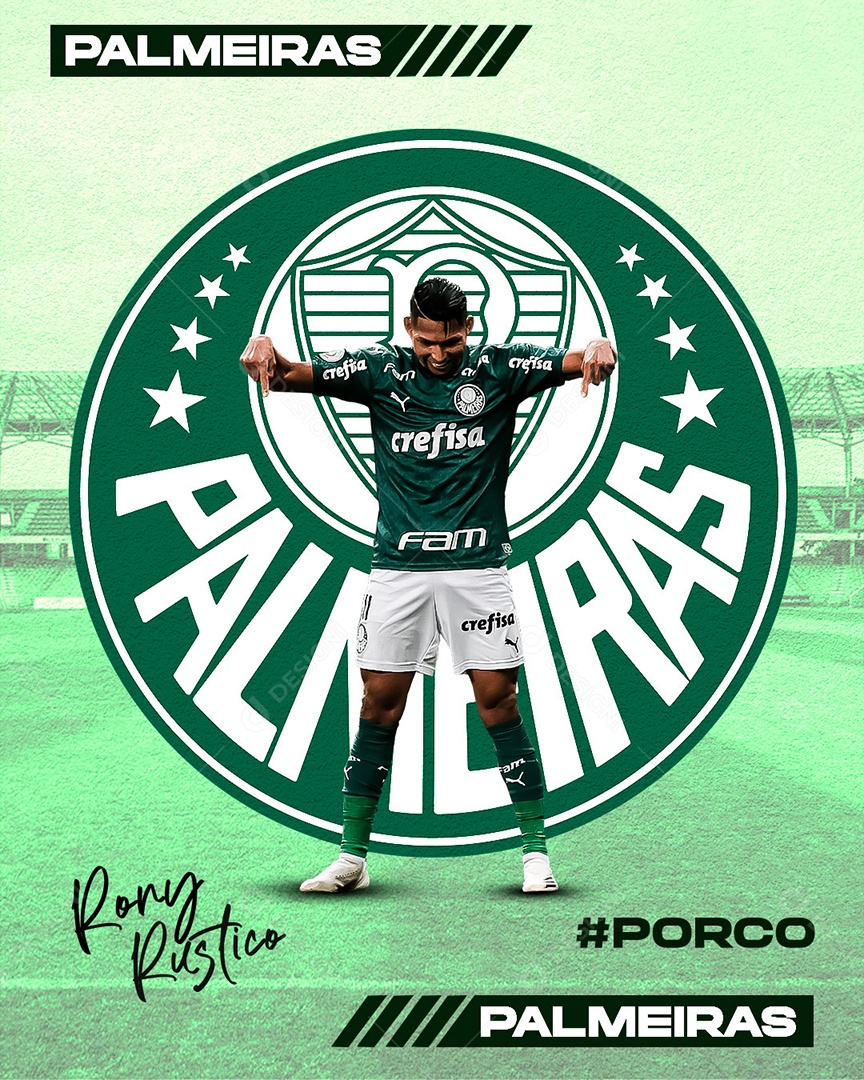 Social Media Palmeiras Futebol Rony Rustico PSD Editável