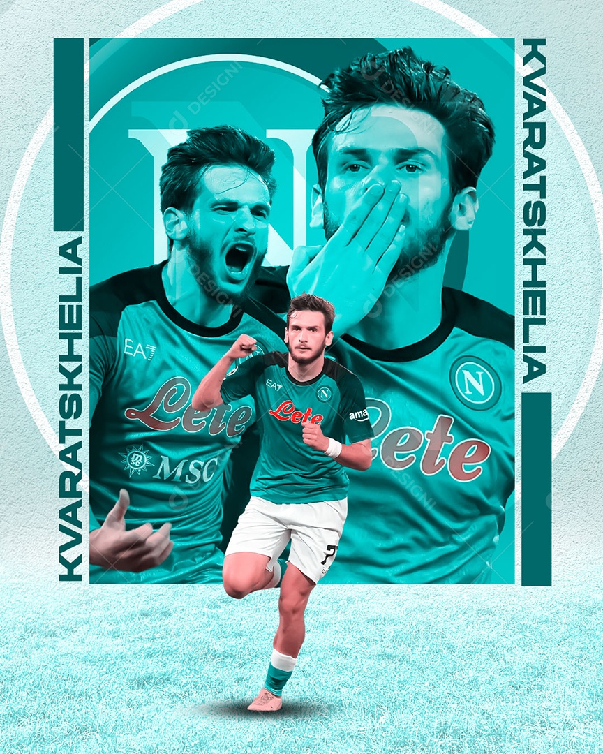 Futebol Jogador Kvaratskhelia Napoli Social Media PSD Editável