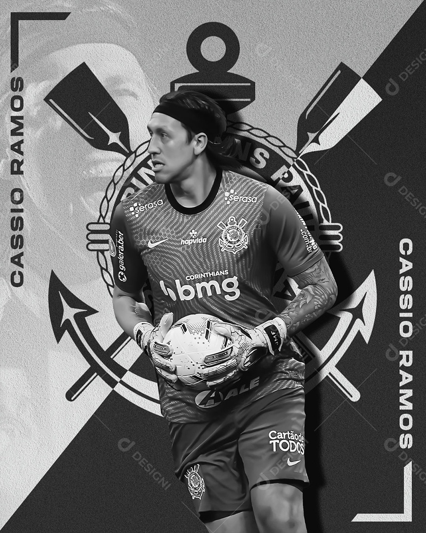 Futebol Jogador Cassio Ramos Corinthians Social Media PSD Editável
