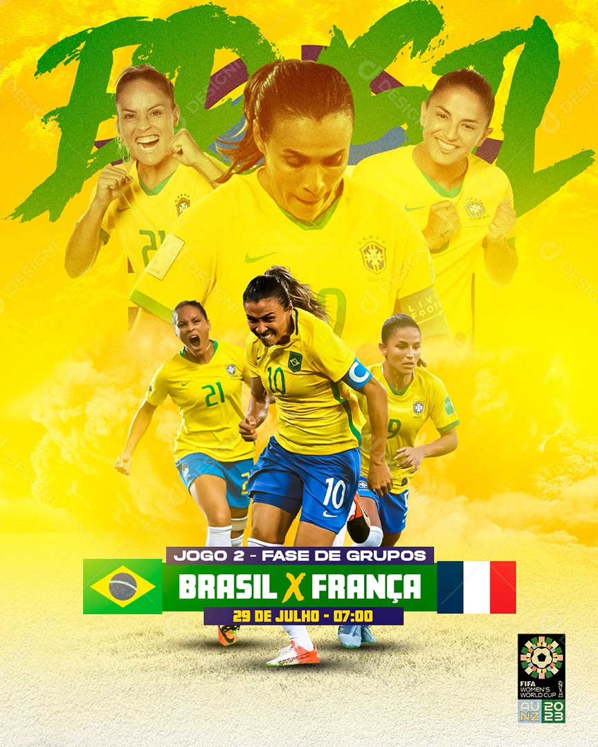 Futebol Feminino Brasil X França Social Media PSD Editável