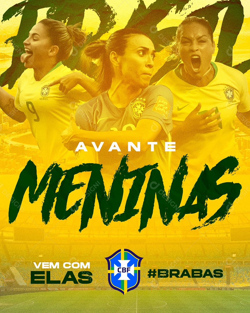 Feed Futebol Feminino Avante Meninas Brasil Social Media PSD Editável