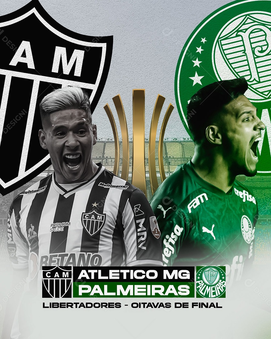 Social Media Feed Futebol Libertadores Atlético Mineiro X Palmeiras PSD Editável