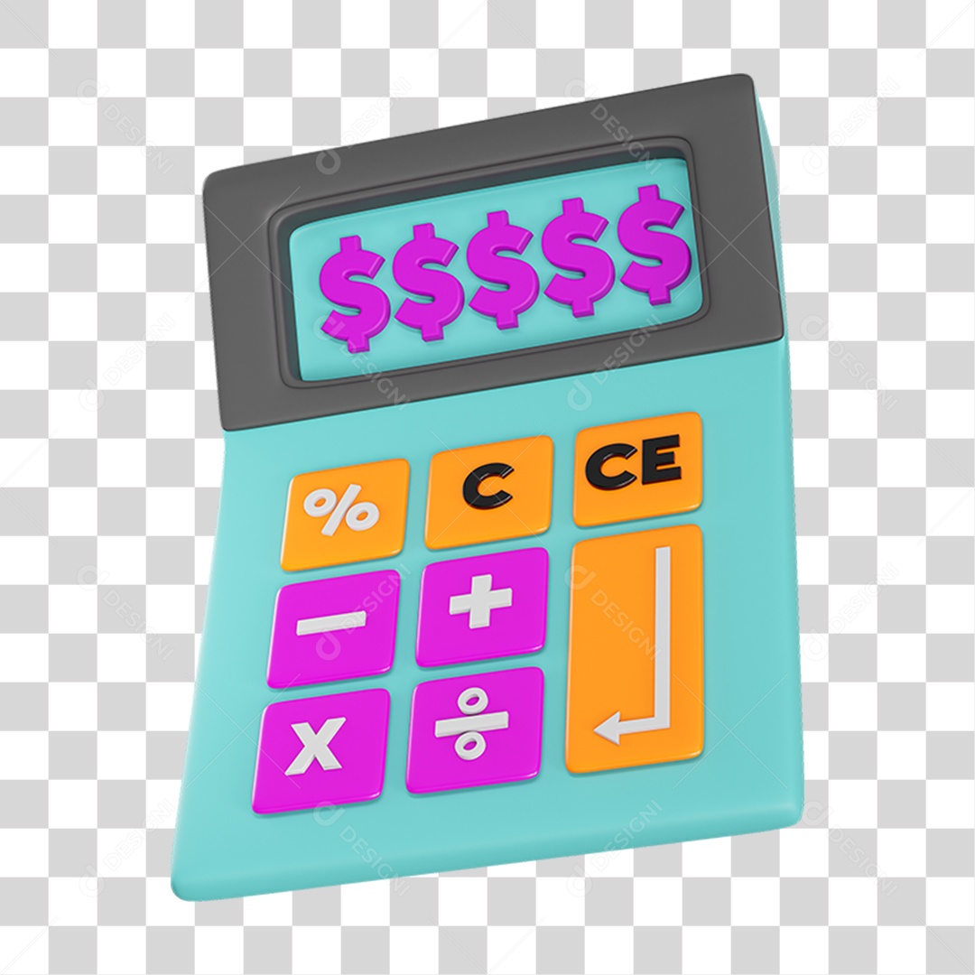 Elemento 3D Calculadora para Composição PNG Transparente