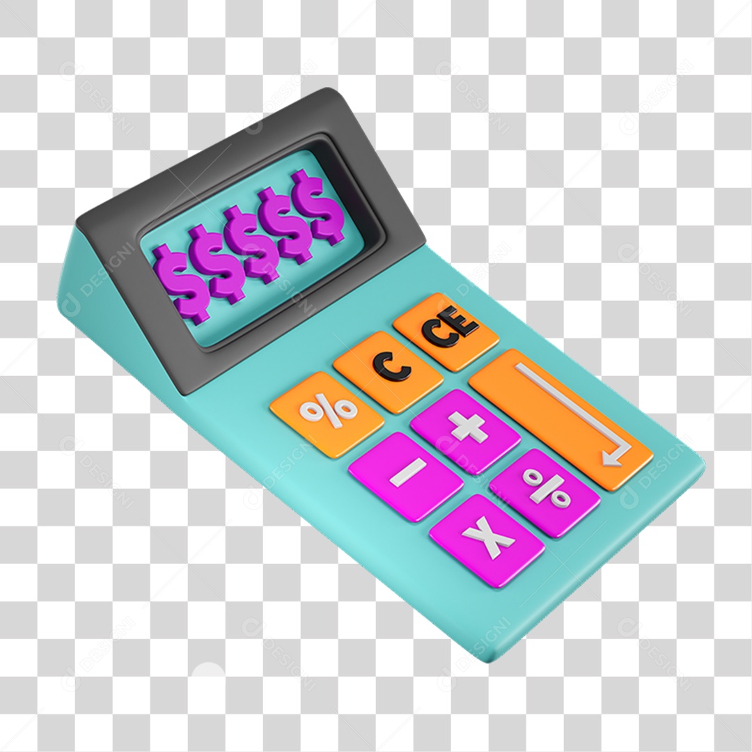 Elemento 3D Calculadora para Composição PNG Transparente