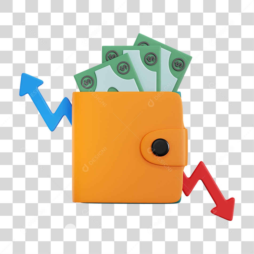 Elemento 3D Carteira para Composição PNG Transparente