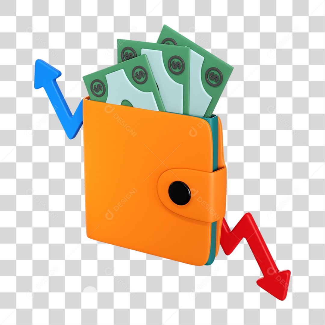 Elemento 3D Carteira para Composição PNG Transparente