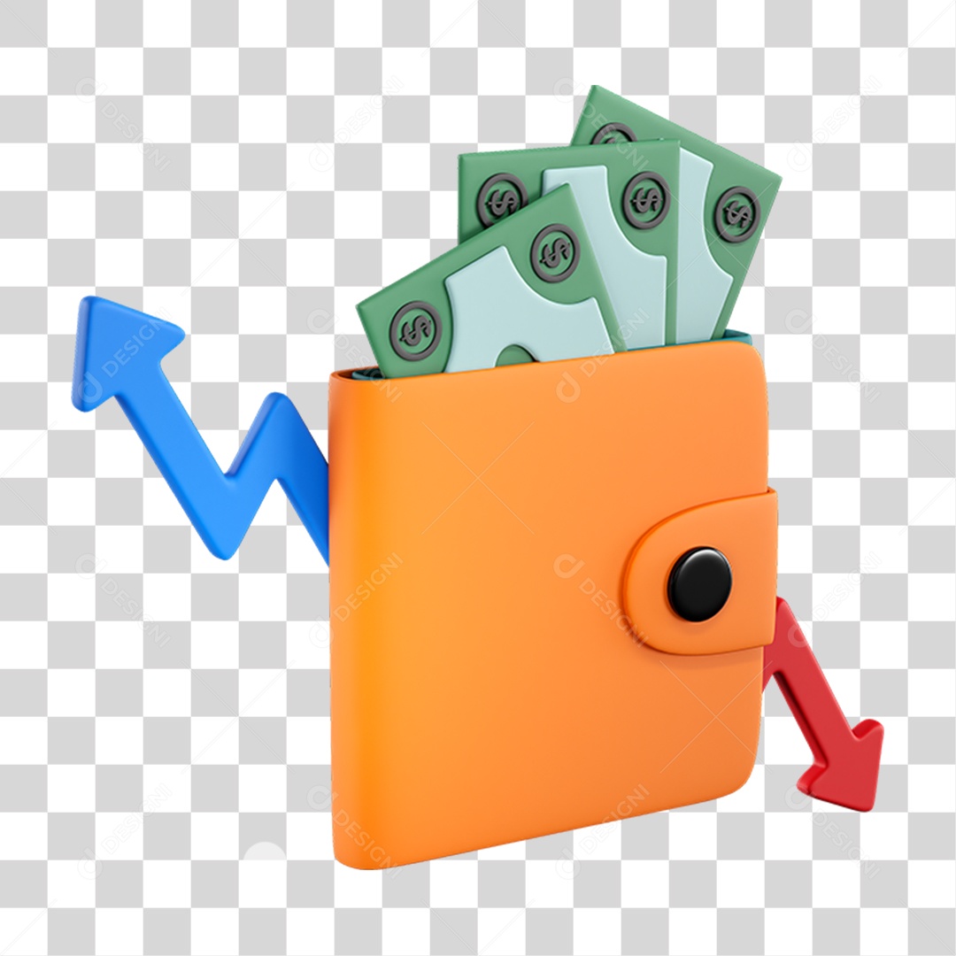 Elemento 3D Carteira para Composição PNG Transparente