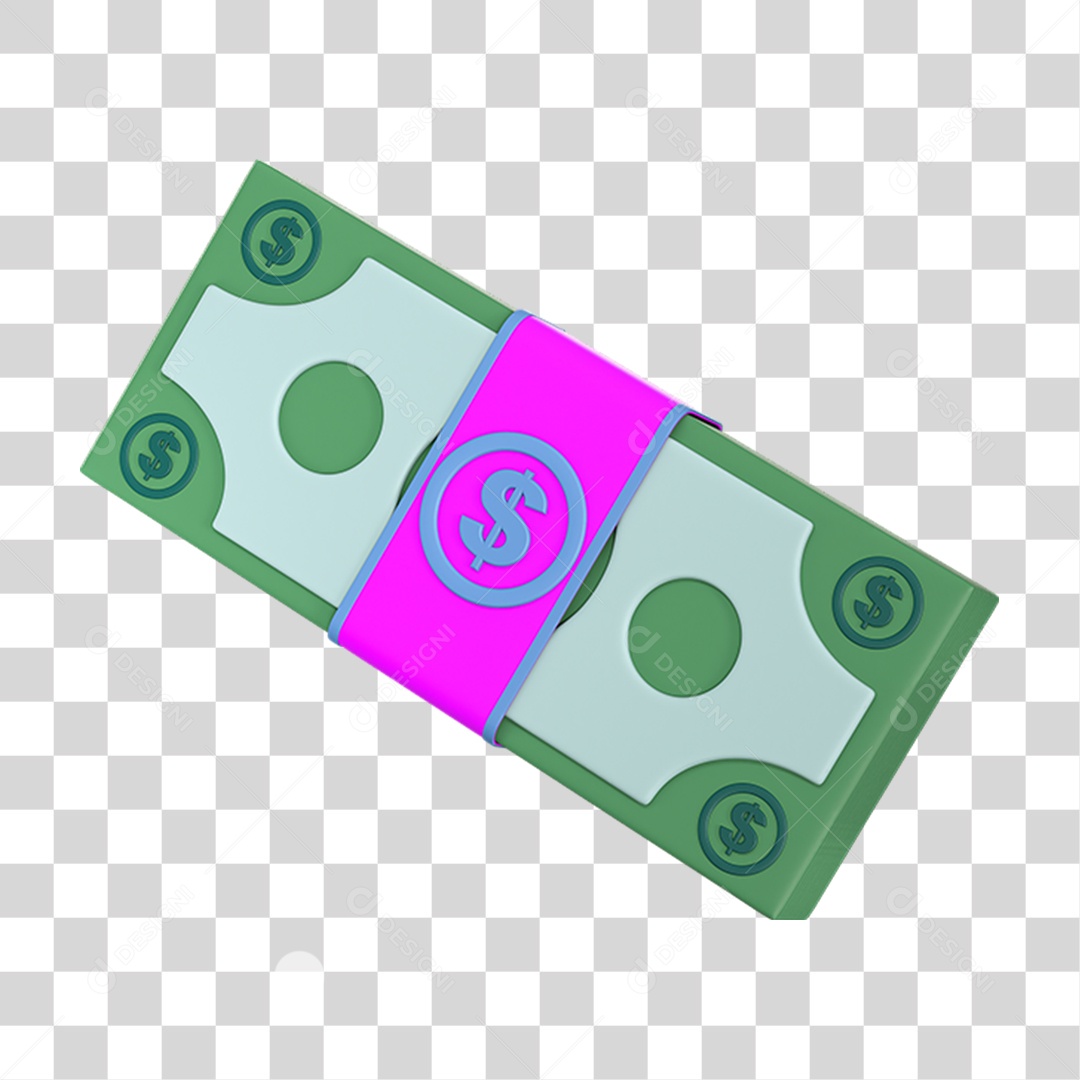 Elemento 3D Maço Dinheiro Nacional para Composição PNG Transparente