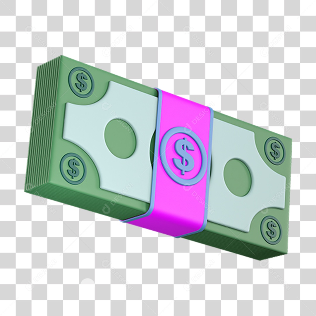 Elemento 3D Maço Dinheiro Nacional para Composição PNG Transparente