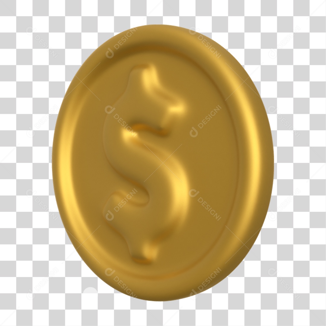 Elemento 3D Moeda Nacional para Composição PNG Transparente