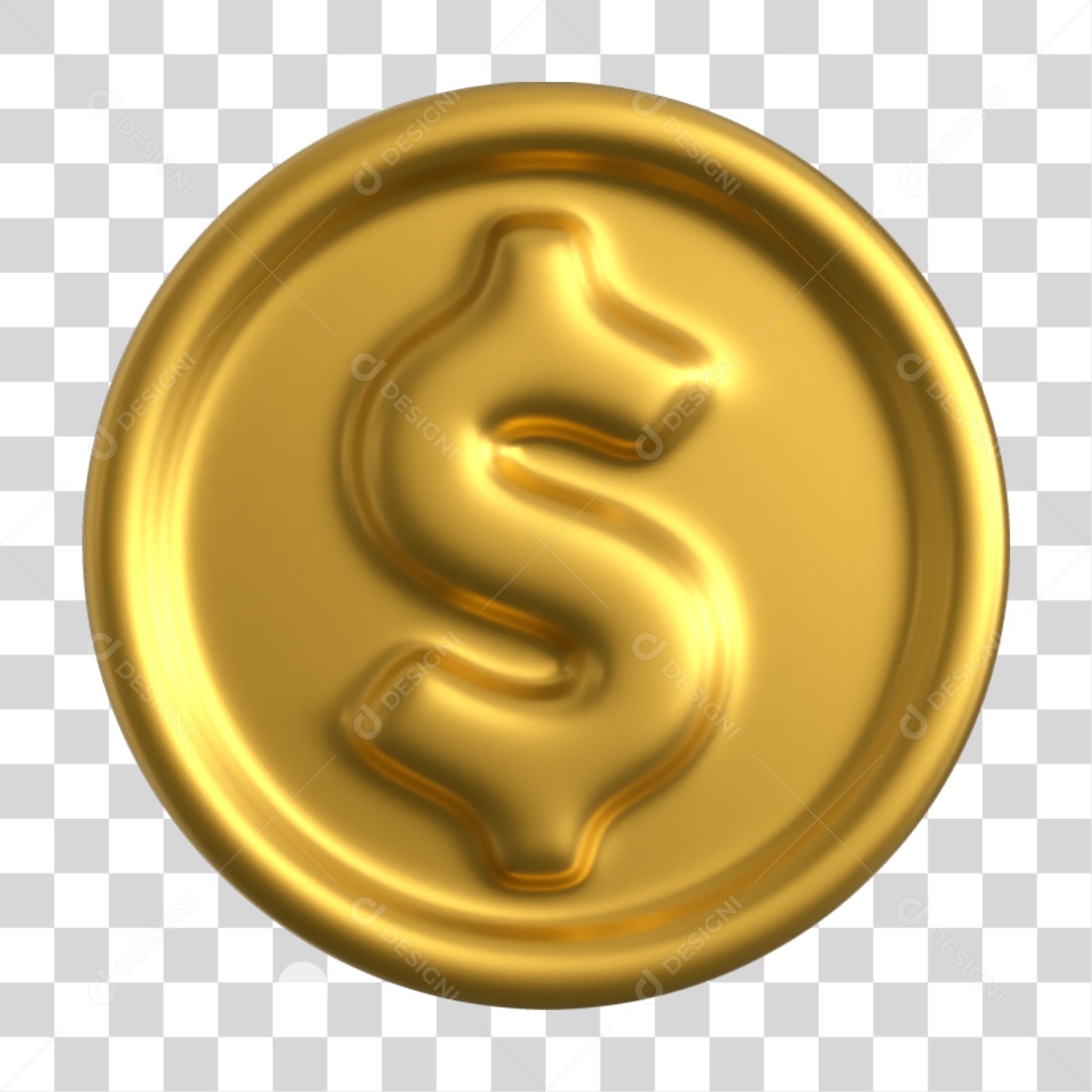 Elemento 3D Moeda Nacional para Composição PNG Transparente