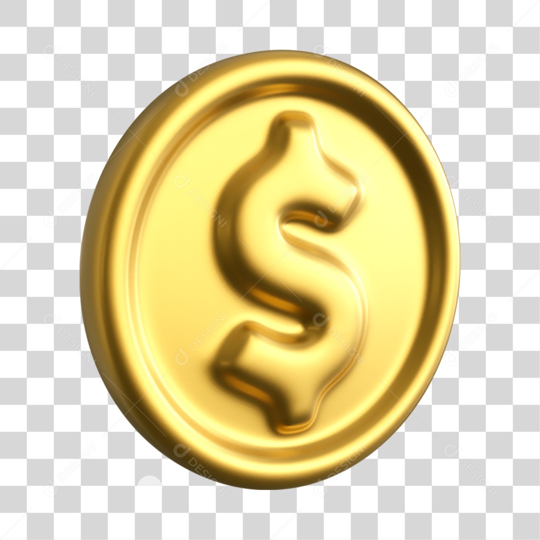 Elemento 3D Moeda Nacional para Composição PNG Transparente