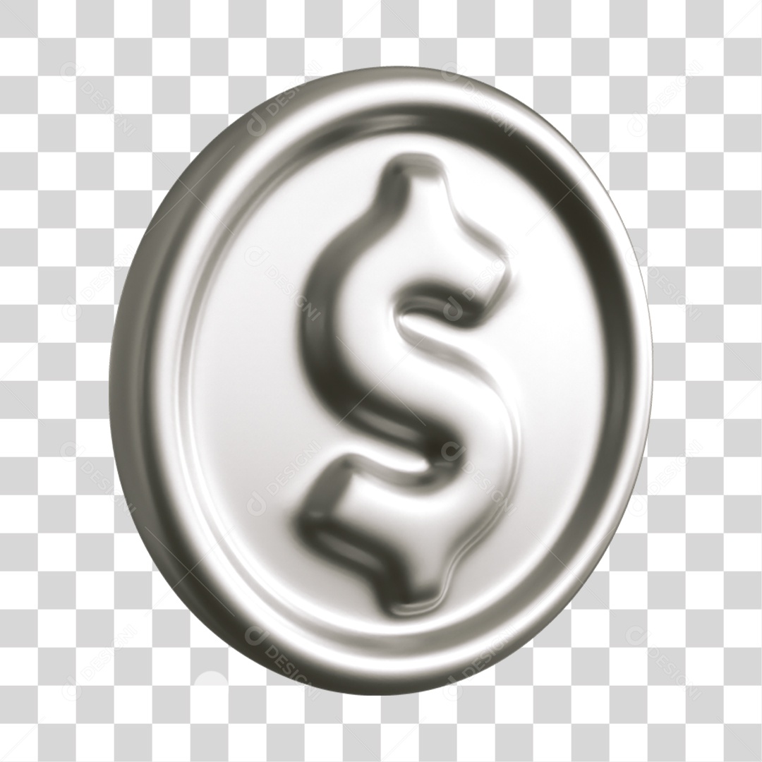 Elemento 3D Moeda Nacional para Composição PNG Transparente