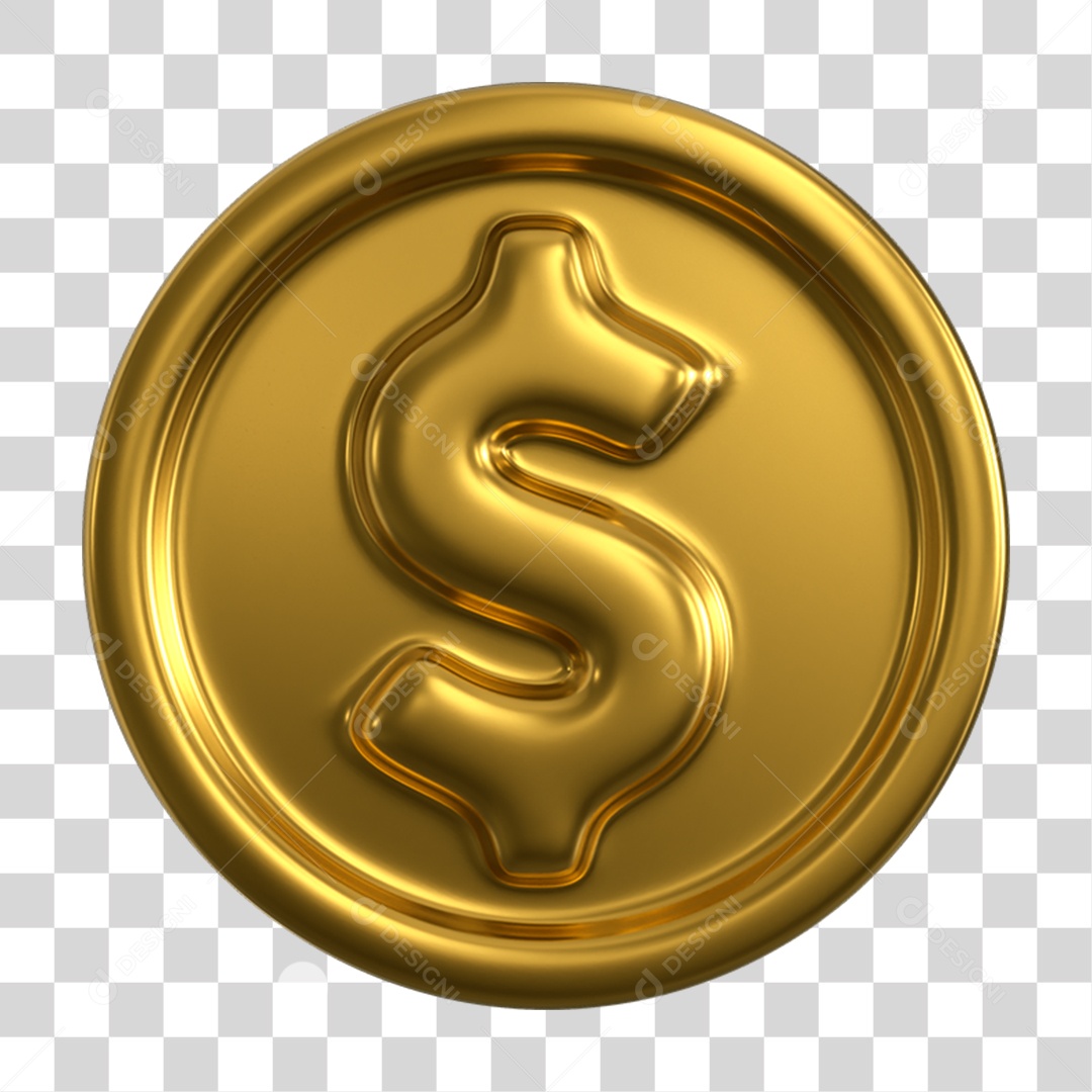 Elemento 3D Moeda Nacional para Composição PNG Transparente