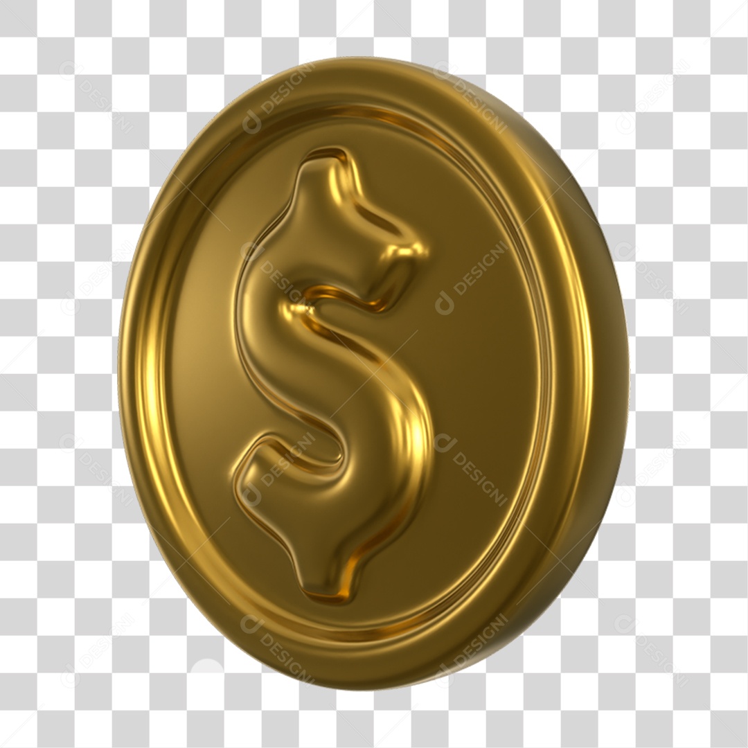 Elemento 3D Moeda Nacional para Composição PNG Transparente