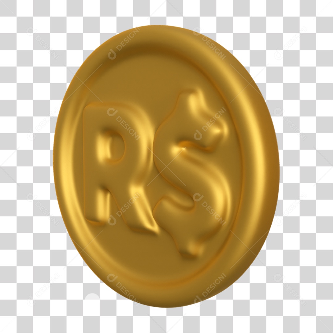 Elemento 3D Moeda Nacional para Composição PNG Transparente