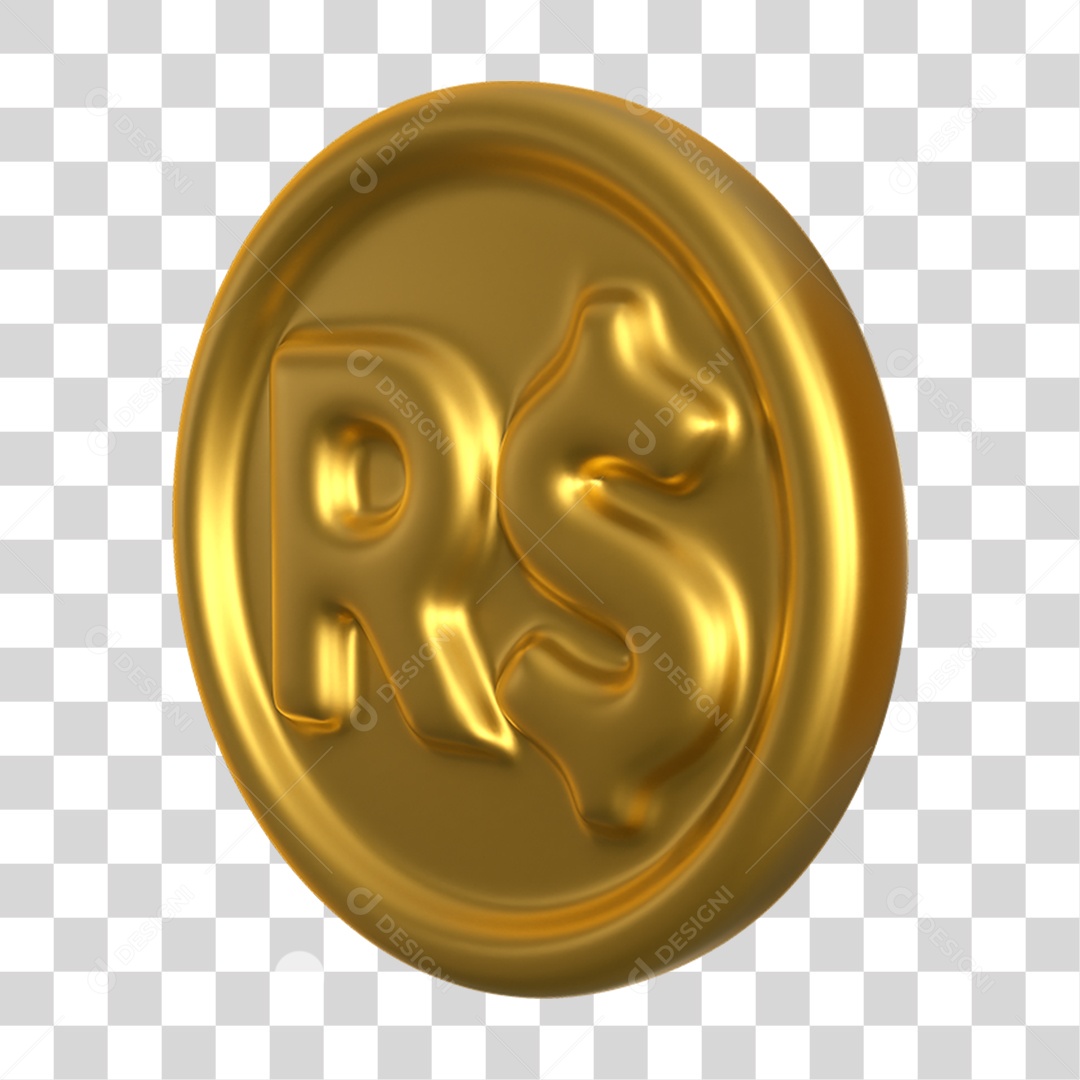 Elemento 3D Moeda Nacional para Composição PNG Transparente