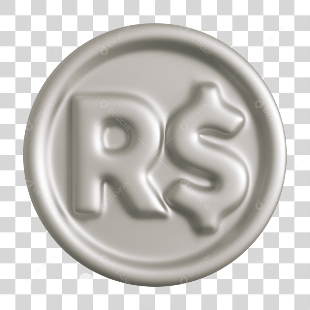 Elemento 3D Moeda Nacional para Composição PNG Transparente