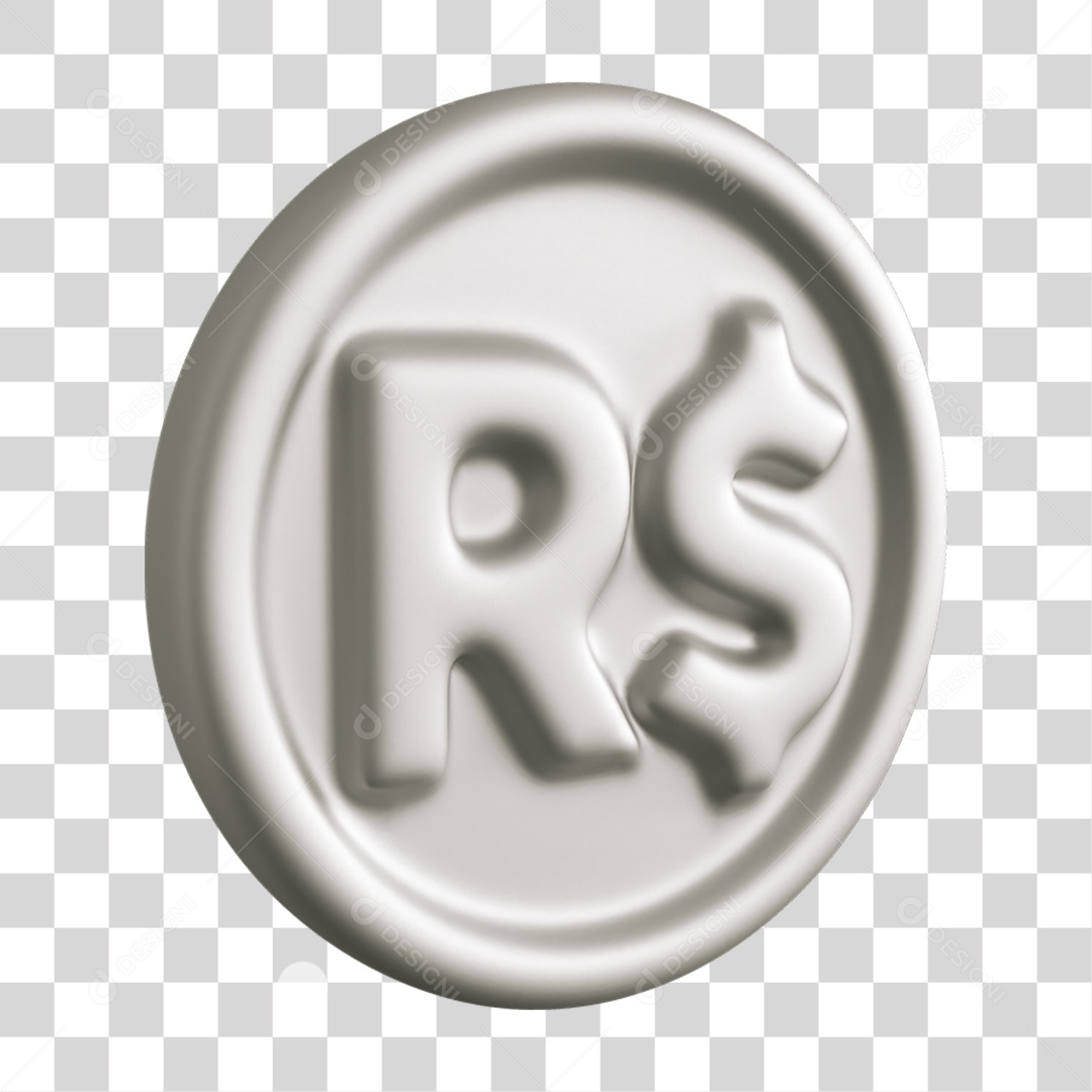 Elemento 3D Moeda Nacional para Composição PNG Transparente